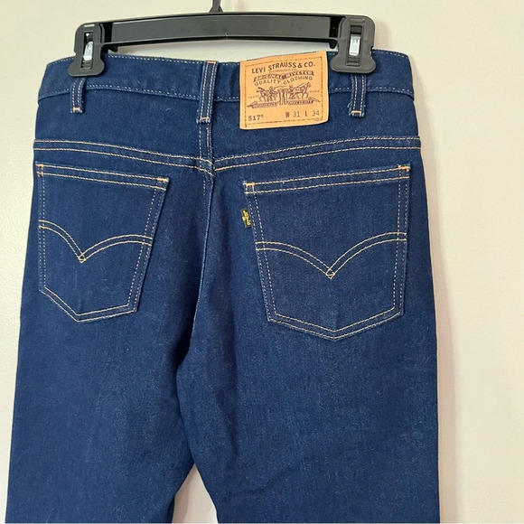 Vintage Levi’s 517 High Rise Bootcut Jeans 28 Waist 6 Tall Gold Black Label Dark - Picture 3 of 14